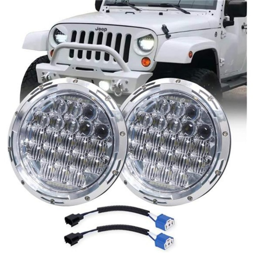Newest 130W 7" inch LED Headlights DRL Compatible with Jeep Wrangler